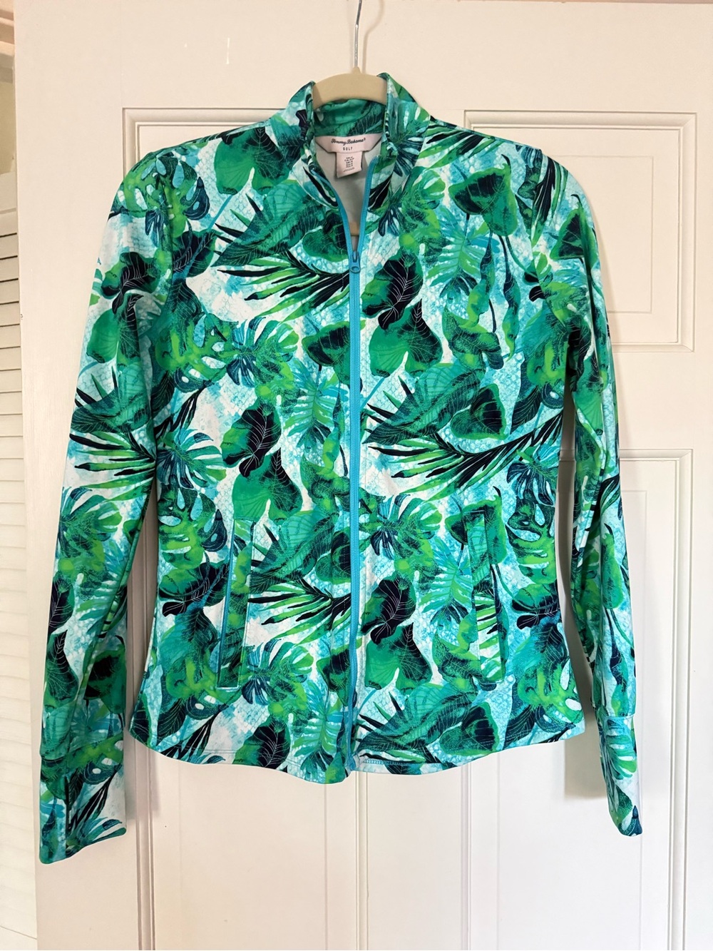 Tommy Bahama Green Tropical Leaf Zip Jacket